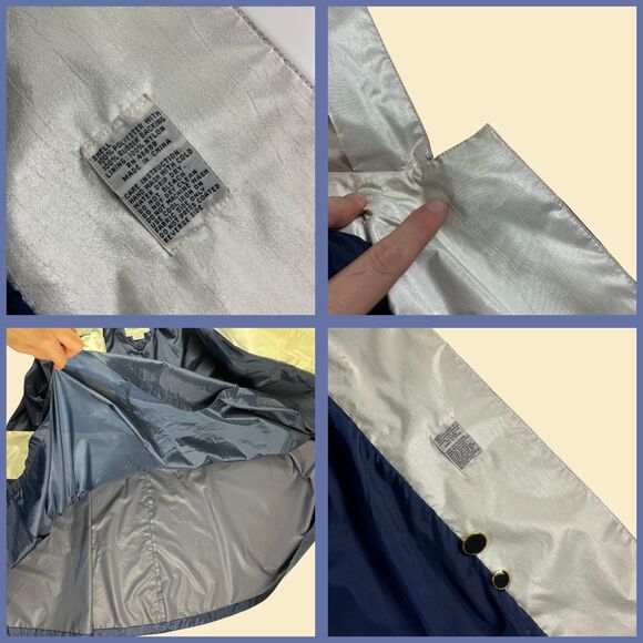 1980s British Mist poncho rain coat, size 6 dark blue vintage 80s rain jacket - Picture 2 of 10